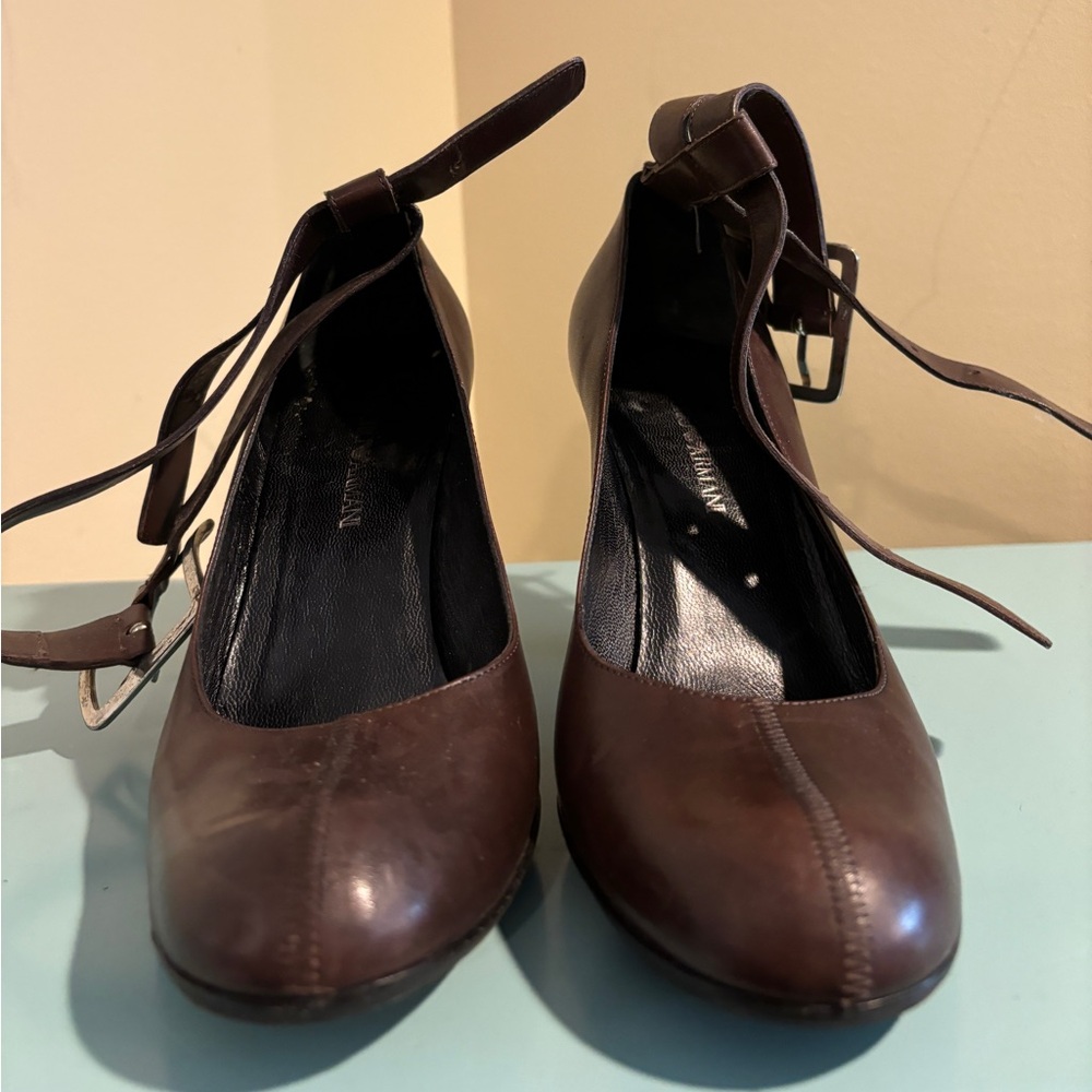 Vintage Classic Emporio Armani heels with strap &  embellished hardware